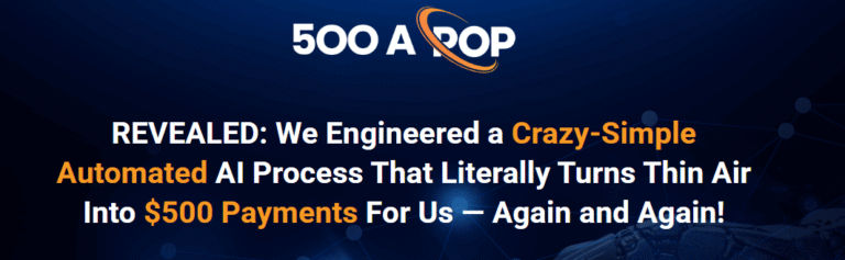 500 A Pop is a crazy-simple system that uses a free AI process to instantly create eye-catching pages people can’t resist buying.