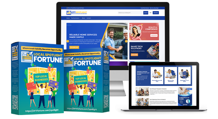 Local Spotlight Fortune is a done-for-you website system that lets you launch a local “Top Business List” site in any city.