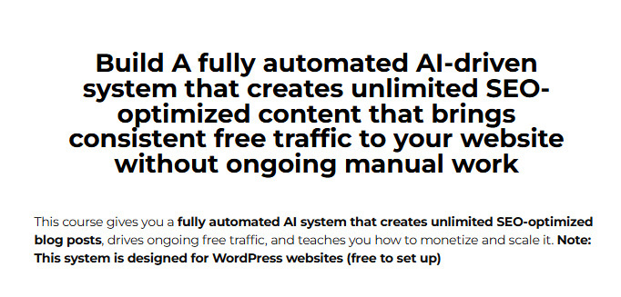 Turn your WordPress site into an automated traffic machine using AI-generated, SEO-optimized posts that publish themselves